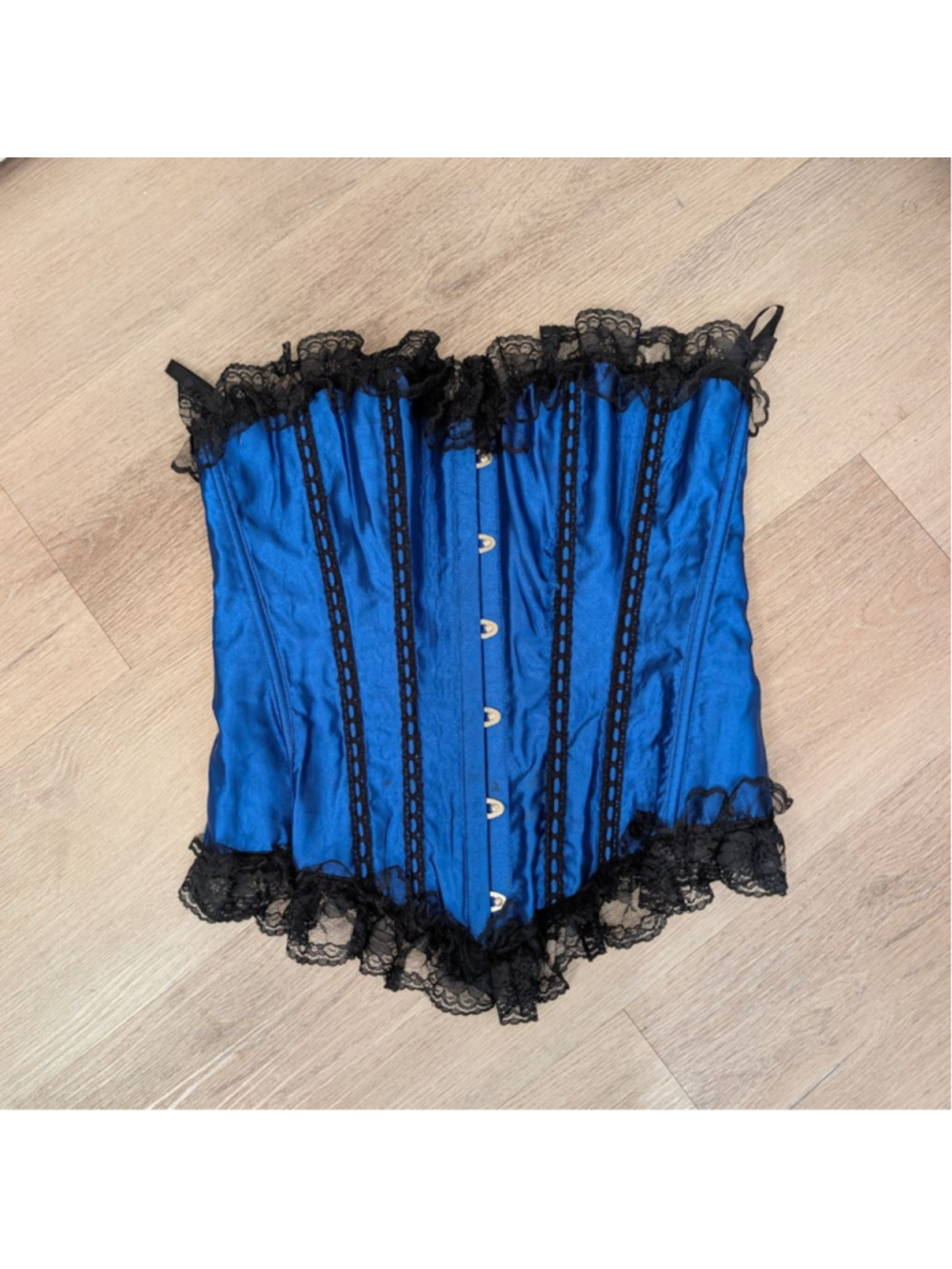 Women's Unbranded Blue & Black Lace Corset S Punk Mall Goth Whimsigoth Y2K Style